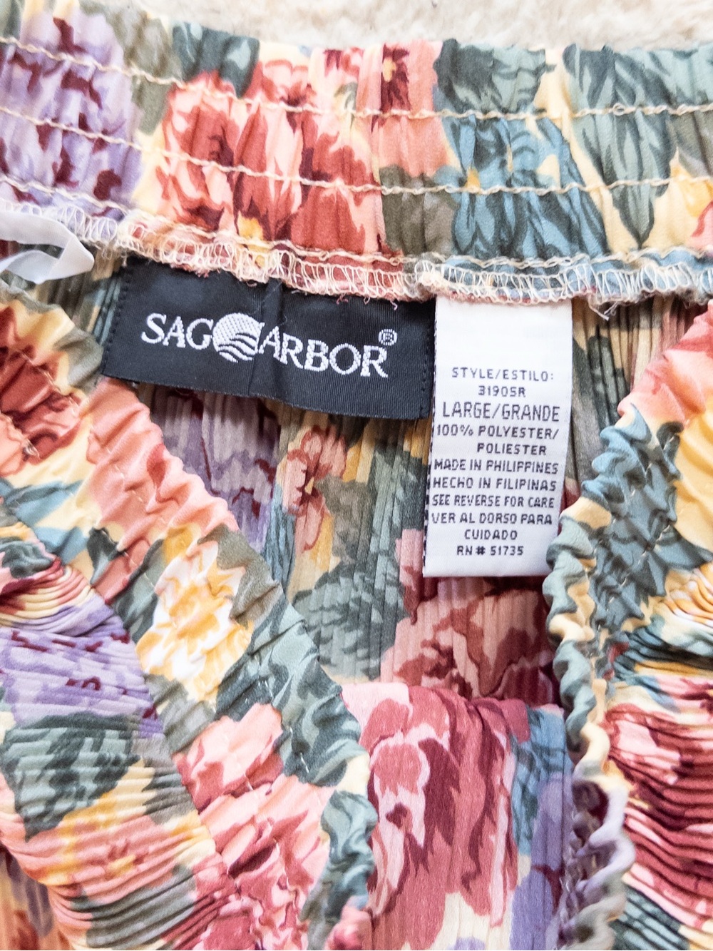 Vintage Sag Harbor Floral Pleated Midi Skirt Size Large Cottagecore - Picture 5 of 10